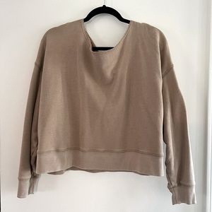Beige/khaki off the shoulder sweatshirt